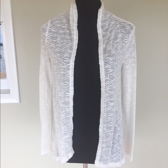 Lightweight White Lace Cardigan Sweater Spring - Picture 1 of 2